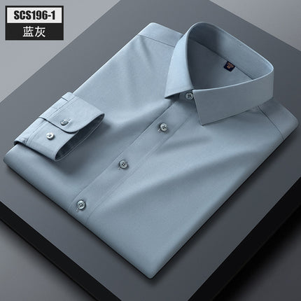 SCS196 Mulberry Silk Men's Shirt Long-sleeved Quality Men's Solid Color Clear Color Business Casual All-match Shirt Shirt