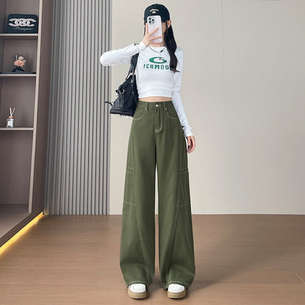 Black Wide-Leg Jeans for Women, 2026 Autumn New High-Waisted Slimming Design, Straight-Leg Floor-Length Pants