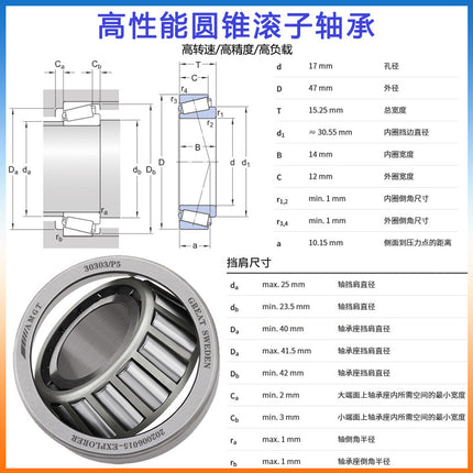 AMGT Swiss Tapered Roller Bearing 30301 30302 303 30304 30305 30306 30307