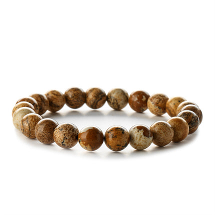 Factory Direct Sales 8mm Natural Gemstone Beads Bracelet Tiger Eye Volcanic Stone Agate Elastic Rope Beaded Bracelet Wholesale