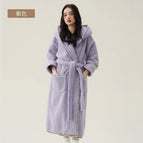 Purple beautiful velvet hooded bathrobe / M