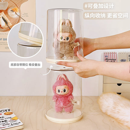 Labubu Bubble Mart Display Box Transparent Rotatable Blind Box Display Stand Storage Labubu Hand-Made Display Cabinet