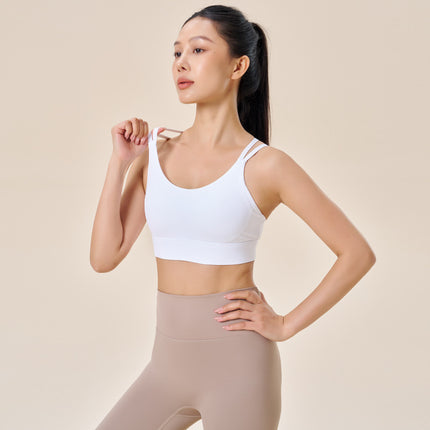 Sports Bra Women's Outer Wear Running All-In-One Cup Beautiful Back Thin Strap Bra Breathable Sweat-Absorbent Pilates Fitness Vest