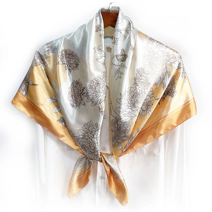 90cm Spring Fashion New Floral Women Decorative Headscarf Large Square Shawl Sunscreen Scarf Scarf