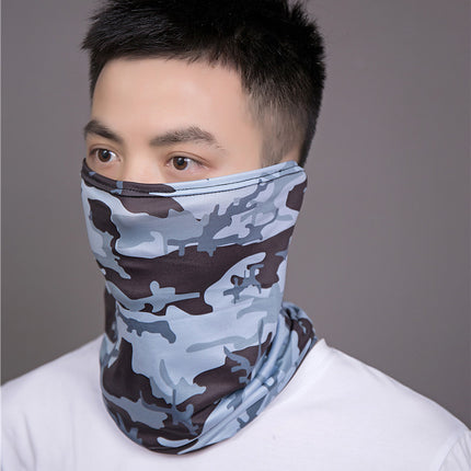 Sun Protection Mask Hat Summer Face Covering Neck Protection Outdoor Sunshade Fishing Breathable Ear Hanging Face Towel Ice Silk Hood Neck Scarf