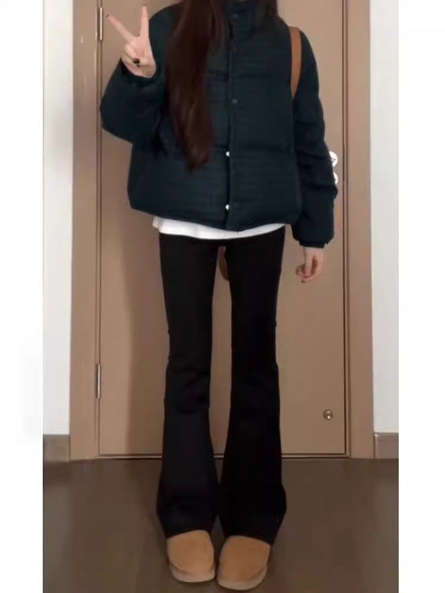 Black Flared Jeans for Women, Autumn High-Waisted Slim Fit Straight-Leg Floor-Length Bootcut Pants, Trendy Slimming Effect