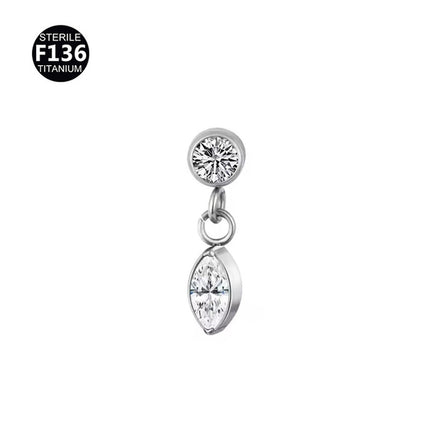 New pendant lip nail 0.9 teeth F136 titanium alloy moon lightning cone lip nail ear bone nail tragus 5A zircon