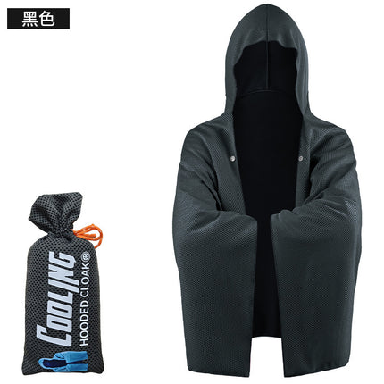 Outdoor sports cold sunscreen cloak large quick-drying hooded beach bath towel absorbent sunshade shawl cold towel