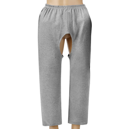 Bedridden Leg Fracture Adult Incontinence Care Open Crotch Pants Summer Autumn and Winter Cotton Men and Women's Bed Easy-to-Wear and Unisex Maternity Pants