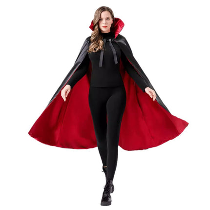 Halloween Cloak Adult Makeup Costume Props Red and Black Face Collar Death Cloak Pirate Vampire Cloak