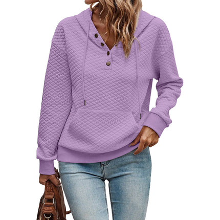 Trendy Plaid Long-Sleeve Sweatshirt Women's Hoodie Jacquard Knit Loose Pocket Top Cross-Border Women's New Fashion