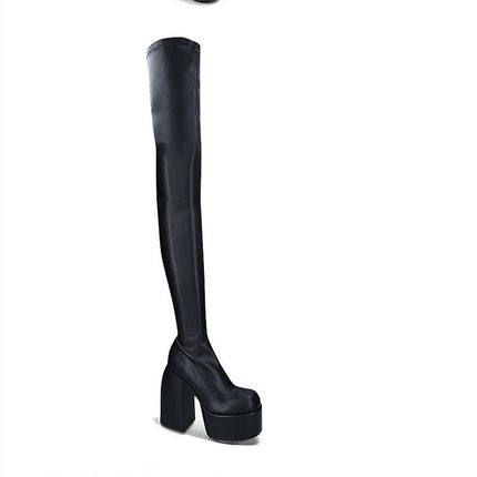 2022 new foreign trade plus size square toe long boots Women's thick heel thick bottom European and American over-the-knee thin boots high Knight boots