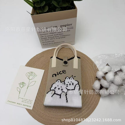 Girl's Heart-Shaped Knitted Crossbody Bag
