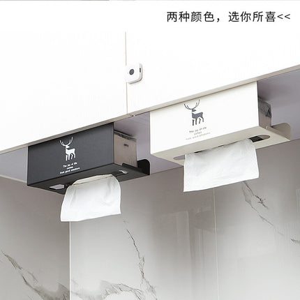 Kitchen Tissue Holder Wholesale Punch-free Cabinet Creative Carbon Steel Paper Box Hanging Household Paper Hanging Paper Storage Rack