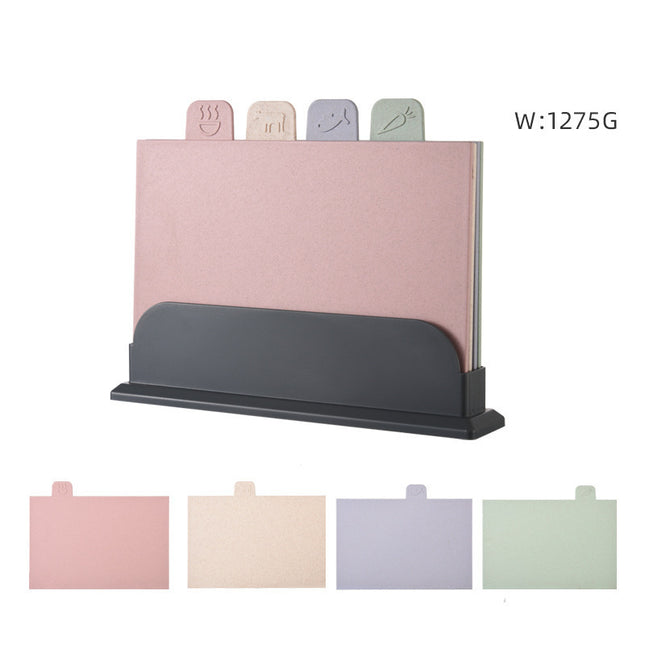 Kitchen Classification Cutting Board Creative Baby Food Supplement Wheat Straw Cutting Board Pp Plastic Creative Four-Piece Set Classification Cutting Board