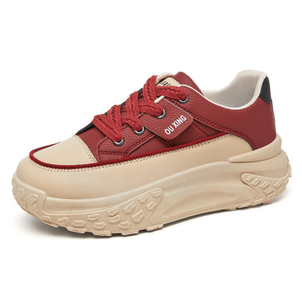 Women's Casual Shoes Ins Versatile Single Shoes Thick-Soled Height-Increasing Shoes Tire-Soled Women's Shoes Comfortable Non-Tiring White Shoes