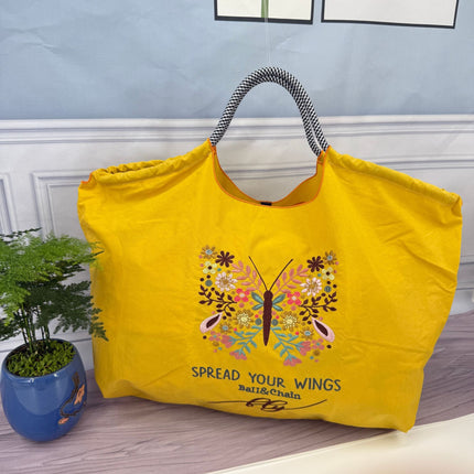 ball chain Japanese high quality eco-friendly shopping bag embroidered hand canvas bag nylon shopping bag