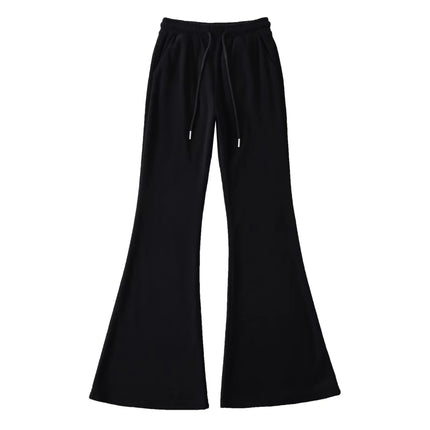 Hot girl waist lace-up hooded sweater jacket high waist stretch slim mop flared pants sports casual suit women