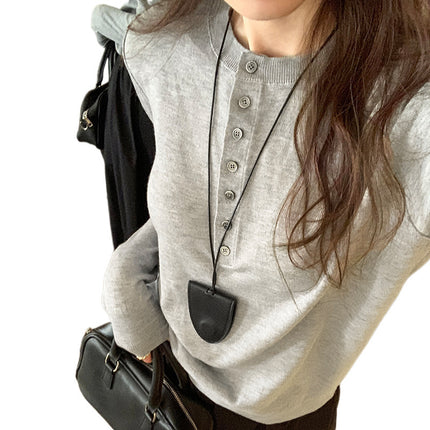 Discount Spot Korean Long-Sleeved Wool Knitwear, Feminine New Style, Lazy Style, Early Spring, Unique and Beautiful