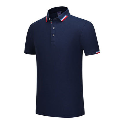 230G ice ion mercerized British fashion three-color side polo shirt printed enterprise advertising shirt overalls wholesale