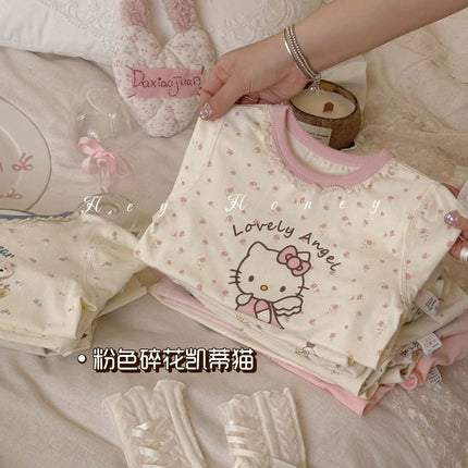 Spot Large and Small Roll Heyhoney24 Lycra Cotton Boys and Girls Autumn Clothes Intimates Printed Home Clothes Pajamas Two-Piece Set
