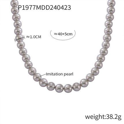 Korean fashion round high-gloss beaded necklace women's casual colorful round beads niche simple necklace jewelry wholesale