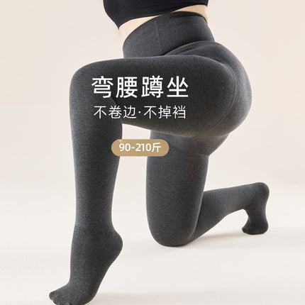 Plus-Size Cloud Cotton Leggings for Women, Suitable for Wearing Outside, for Chubby Women, Extra Thick and Fleece-Lined for Spring, Autumn, and Winter, High-Waisted, Non-Slip Pantyhose