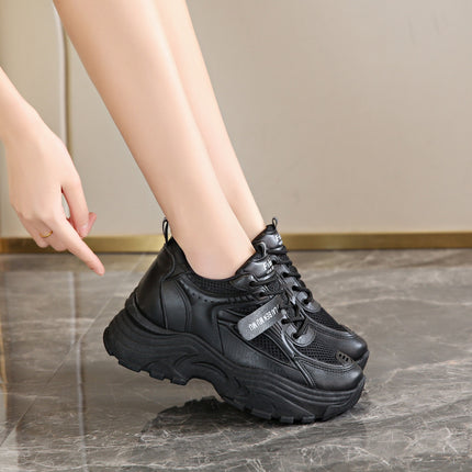 Sneaker women's shoes 2023 new autumn mesh thin breathable mesh shoes casual versatile thick-soled black daddy shoes