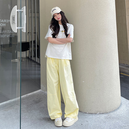 Wide-Leg Pants for Women Summer 2025 New Petite Straight Pants Loose High-Waisted Drape Floor-Length American-Style Cargo Pants