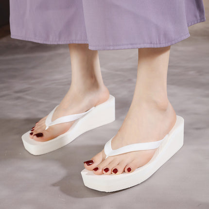 QYBABY Thick-soled Flip-flops Shoes Popular Online Popular Women's Summer Square 5CM Fashion Flip-flops Anti-slip Outer Wear
