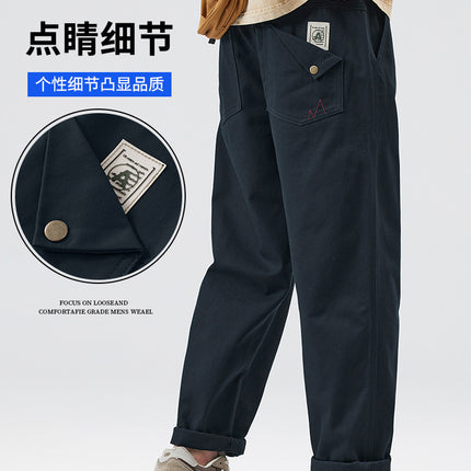 American Pure Cotton Cargo Pants Men's Loose Straight 2025 Spring, Autumn and Summer New Casual Sports Wide-Leg Long Pants