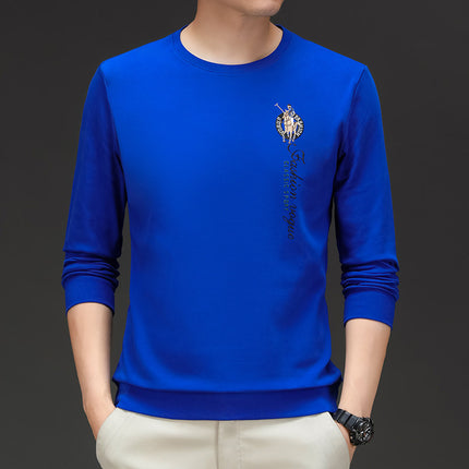 Mingdi Mouse Men's Autumn New Pure Cotton Long Sleeve T-Shirt Top Fashionable Round Neck Bottoming Shirt Men's Sweatshirt