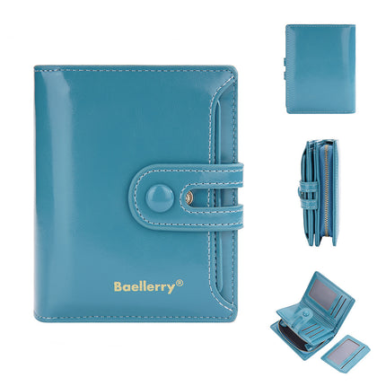 Baellerry New K-Style Cross-Border Oil Wax Leather Multi-Card Slot Buckle Wallet Zipper Women's Short Coin Purse
