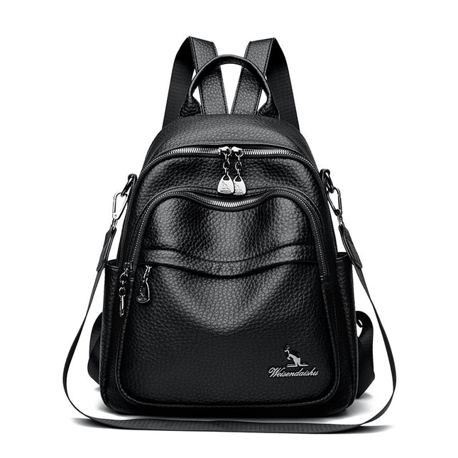Foreign Trade Hot-Selling Women's Backpack 2026 Simple Solid Color Black Travel Backpack Multifunctional Girls' School Bag Backpack