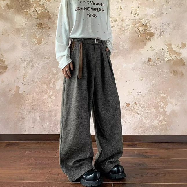2025 New Loose Casual Pants for Men Korean Style Trendy Versatile Pants Summer Thin Drape Wide-Leg Floor-Length Trousers