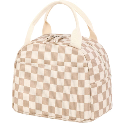 Cross-Border New Product Corduroy Printed Portable Lunch Bag Large Capacity Fresh-Keeping Lunch Bag Suitable for Outdoor Camping