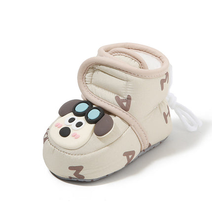 Baby Cotton Shoes Autumn and Winter Fleece-Lined Cartoon Doll Baby Snow Boots Warm Thick Soft Sole Toddler Shoes 0-1 Years Old Walking