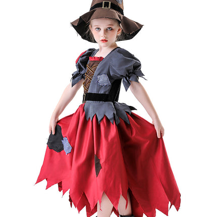 Cross-Border Halloween New Children's Witch Magic Hat Scarecrow Dress Suit Vampire Performance Costume