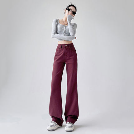 American Style New Fashion Women's High-Waisted Slimming Straight-Leg Jeans Women's Floor-Length Jeans Denim Straight-Leg Pants Ankora