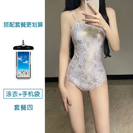 2024 new ins South Korea white moonlight girl backless belly thin professional racing triangle one-piece swimsuit women