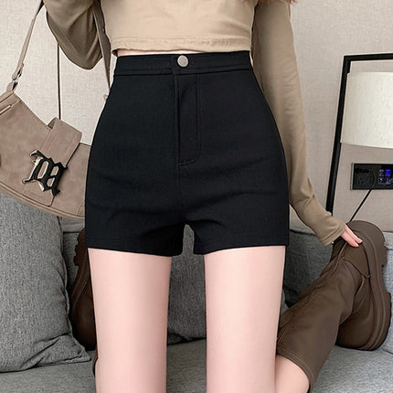 2024 New Hot Girl A- shaped Hot Pants High Waist Hip Casual Pants Women's Black Shorts Summer Slimming Straight Pants