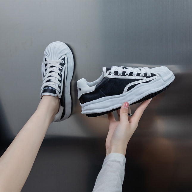 White Sneakers with Shell Toe Design, 2026 Genuine Leather Women's Shoes, Thick-Soled Height-Increasing Breathable Sports Casual Shoes, Non-Slip and Wear-Resistant