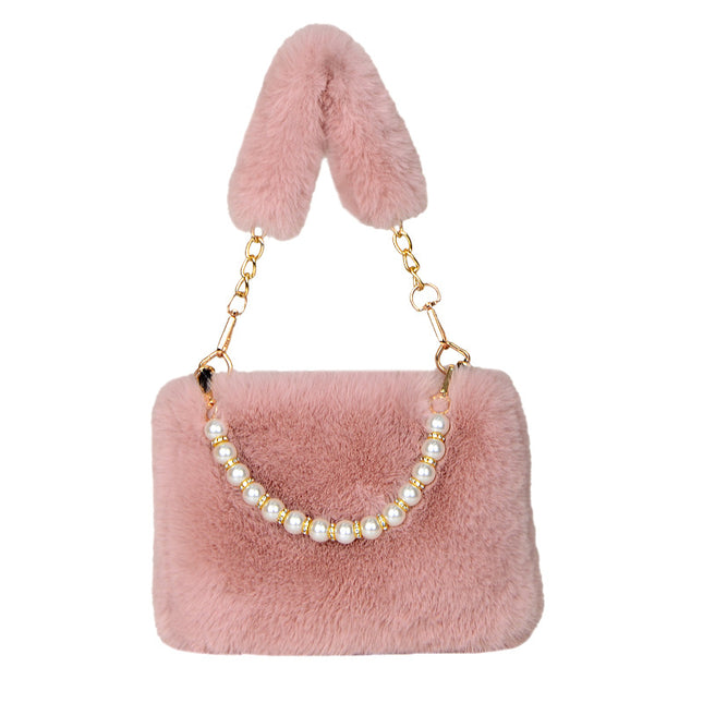 Cross-border Autumn and Winter Plush Bag New Style Bag Women's Ins Niche Chain Crossbody Bag Fashionable Small Square Bag Mao Mao Bag