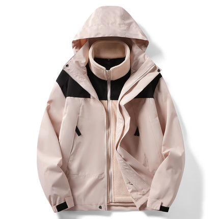 Warm Jacket Two-Piece Set, Outdoor Fashion Men's Jacket, Plus Velvet Cold-Proof Jacket, Liner Polar Fleece Jacket