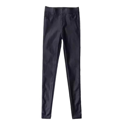 2025 Autumn and Winter Trendy Leather Pants for Women, Fleece-Lined and Thickeneded, Korean Style Tight-Fitting High-Waist Slimming Look Pants for Women, Outer Wear Leggings