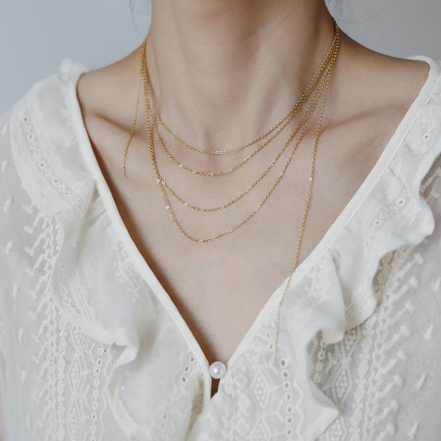 European and American simple versatile thin chain plain chain high temperament necklace clavicle chain women with dress shirt jewelry