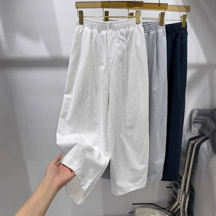 European-Style Elastic Waist Casual Pants for Women 2025 Summer New Loose Slimming Cropped Knife-Cut Harem Dad Pants Trendy