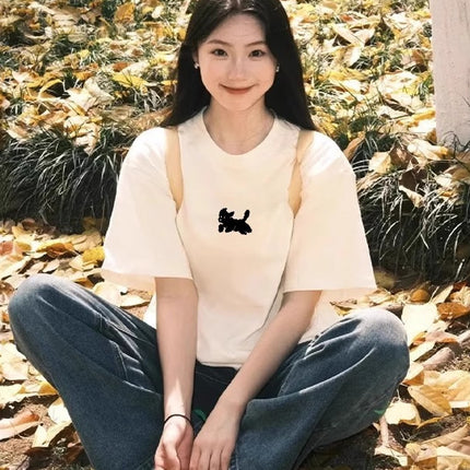White Short-Sleeve T-Shirt for Women 2026 New Style Pure Cotton Loose Half-Sleeve Ladies' Lazy Style Korean Version Unique and Chic Top