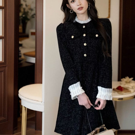 Chinese New Year's War Gown New Year Red Fragrance Style dress Women's Autumn and Winter Small Annual Meeting Dress Light Luxury
