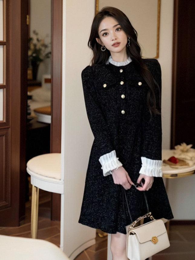 Chinese New Year's War Gown New Year Red Fragrance Style dress Women's Autumn and Winter Small Annual Meeting Dress Light Luxury